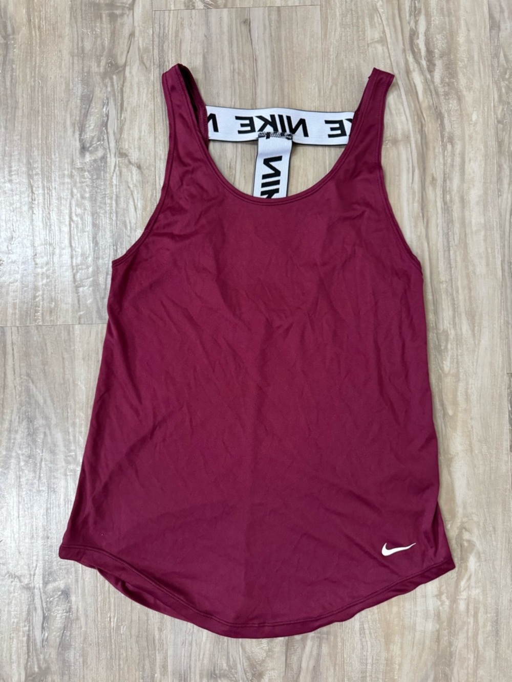Nike Women's Maroon Racerback Tank with White Logo Strap